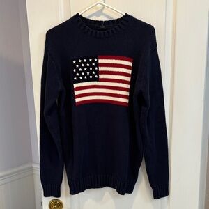 NWT PacSun Navy Crewneck Sweater with Flag Design